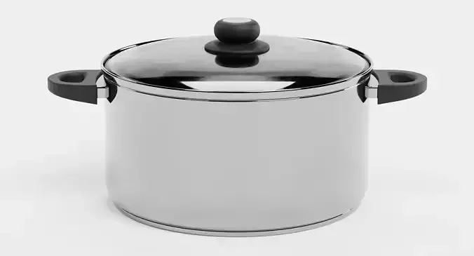 Cooking Pots - 8-Piece Modern Cookware Set with Glass Lids 3D model 3