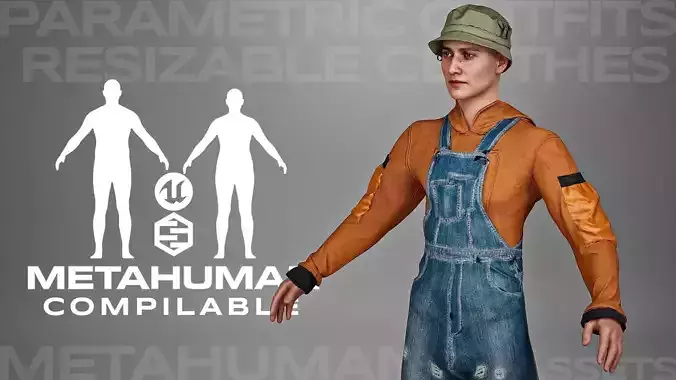 Streetwear Parametric Outfit 06 Fully Rigged to Metahuman