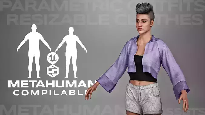 Streetwear Parametric Outfit 08 Fully Rigged to Metahuman
