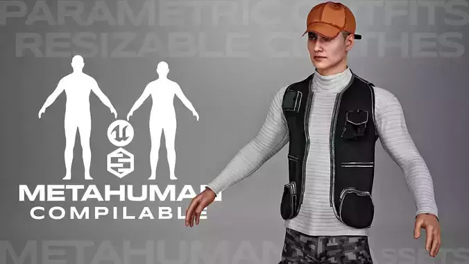 Streetwear Parametric Outfit 09 Fully Rigged to Metahuman