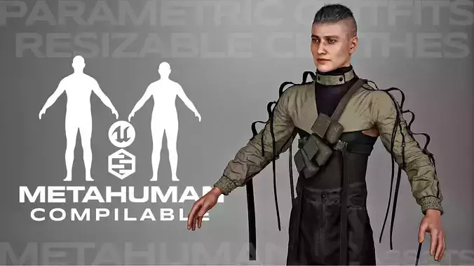 Streetwear Parametric Outfit 10 Fully Rigged to Metahuman