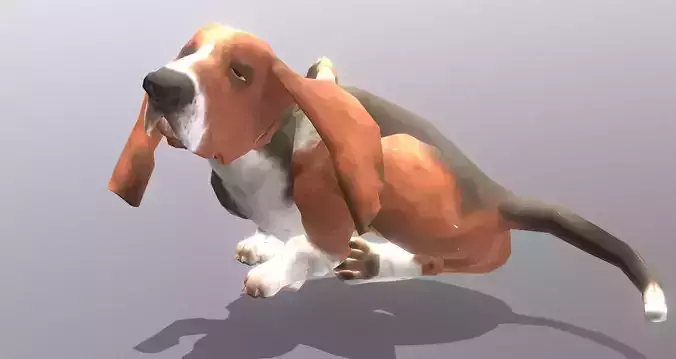 HOUND Dog SITTING SCRATCHING Pbr Fbx Animated