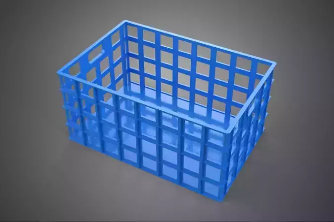 STANDARD RECTANGULAR BLUE PLASTIC BASKET CRATE BOX HANDHOLD TRAY