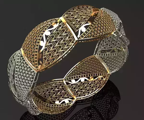 18 Heartline Filigree Bangle 13gm