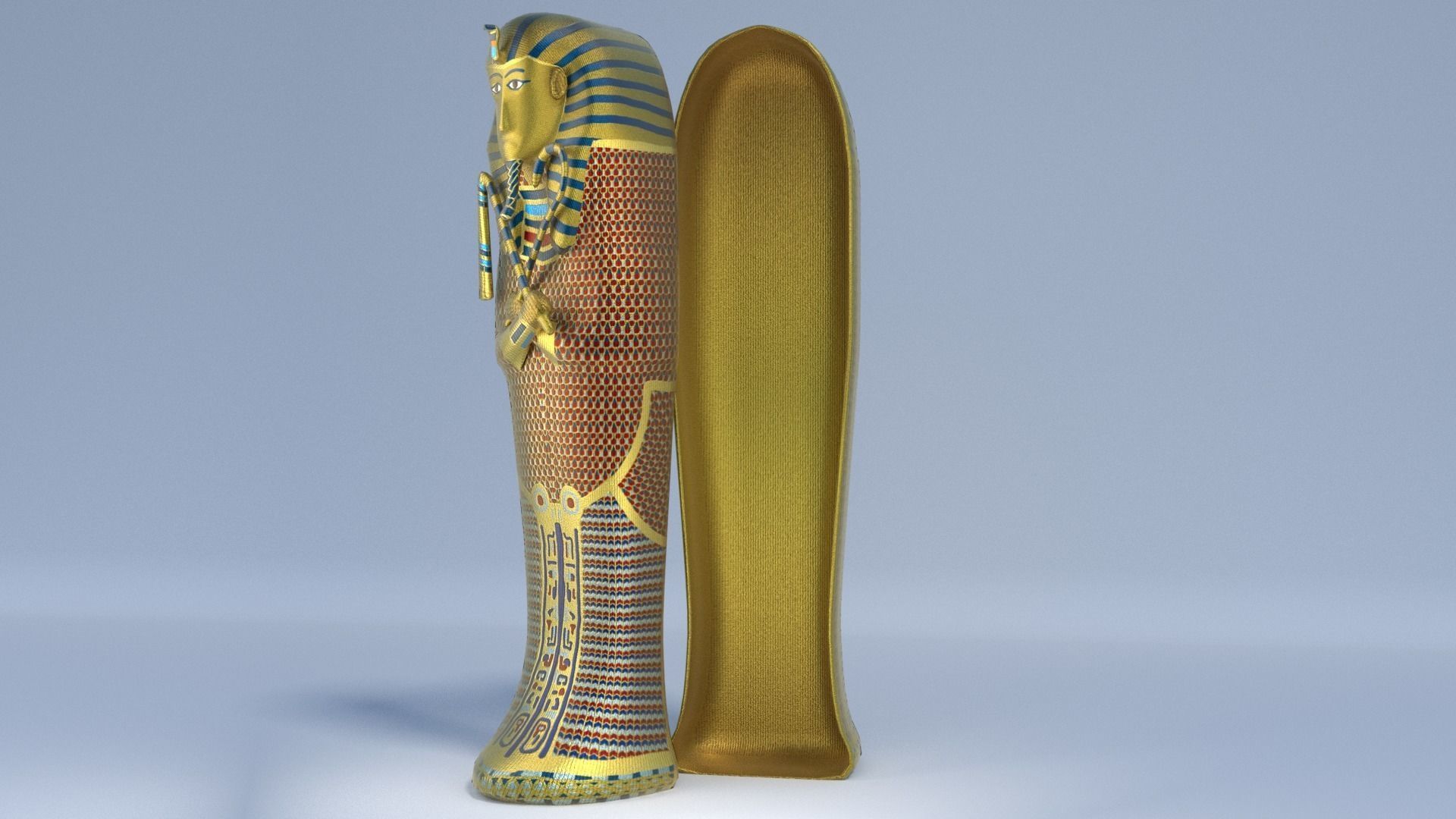 King Tutankhamun Sarcophagus - Game Ready Low-poly 3D model_1