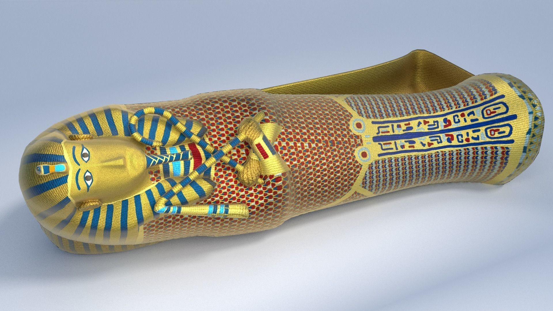 King Tutankhamun Sarcophagus - Game Ready Low-poly 3D model_0