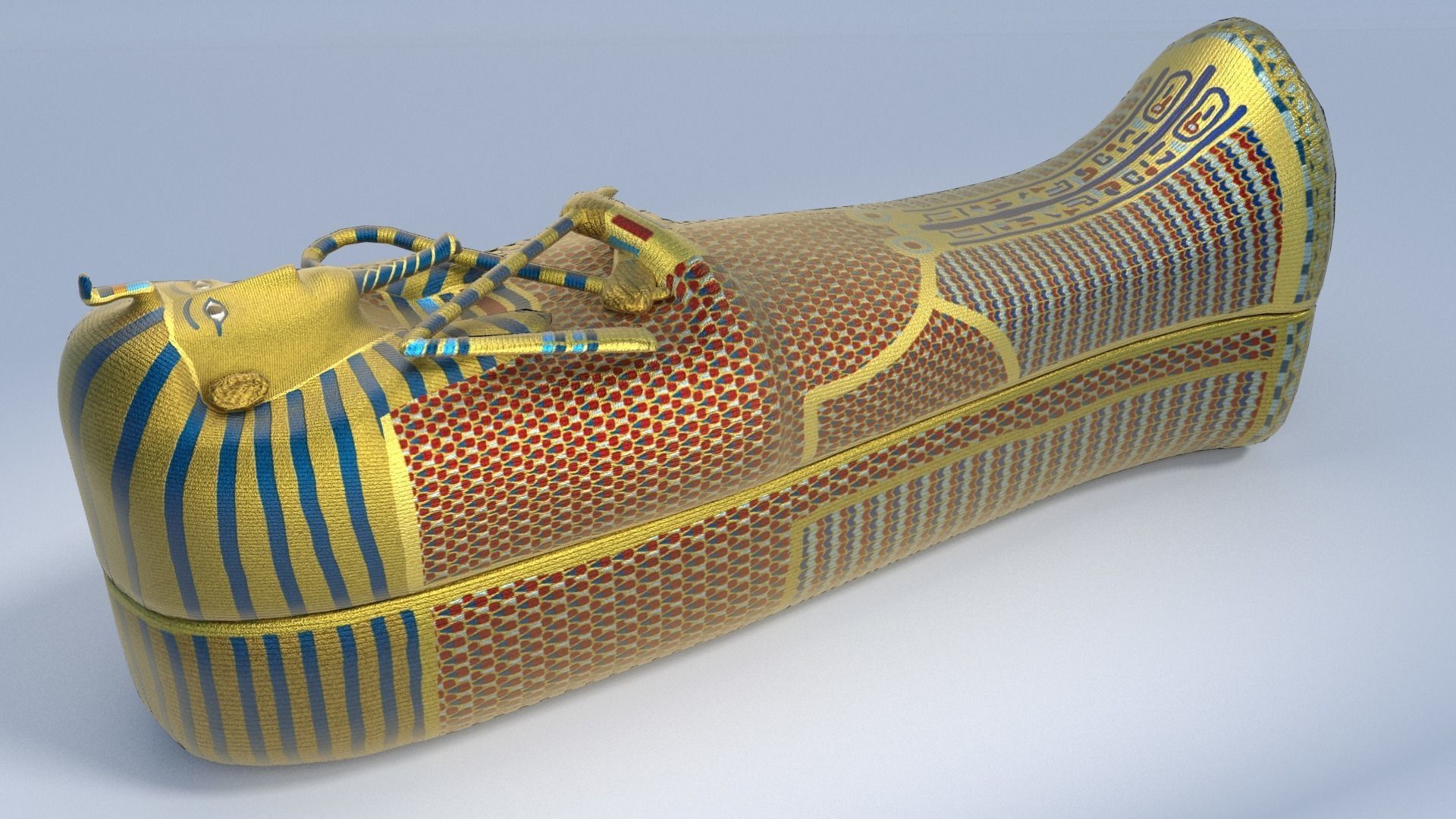 King Tutankhamun Sarcophagus - Game Ready Low-poly 3D model_5