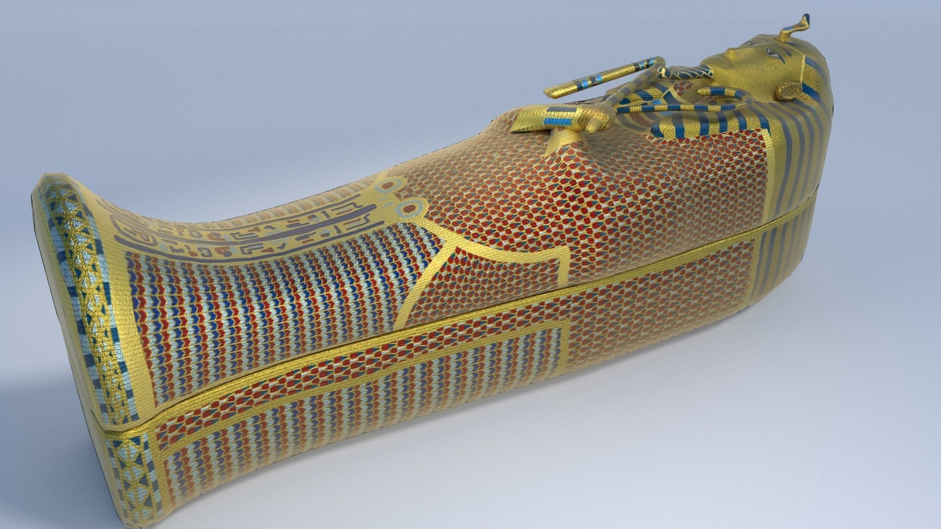 King Tutankhamun Sarcophagus - Game Ready Low-poly 3D model_4