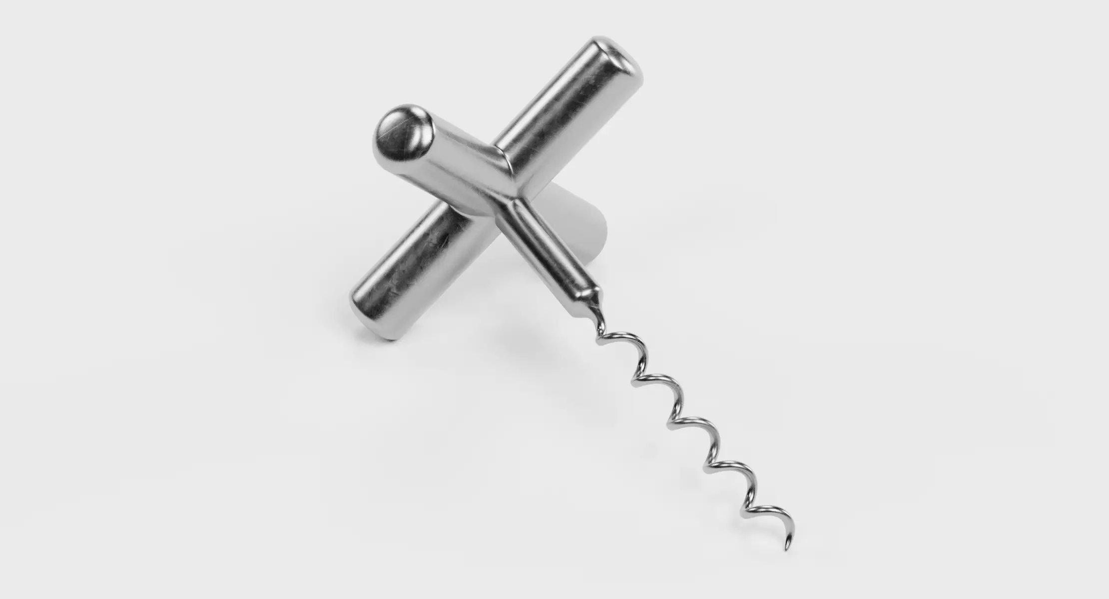 Corkscrew V4 - Cross-Shaped Twist and Pull Bottle Opener 3D model