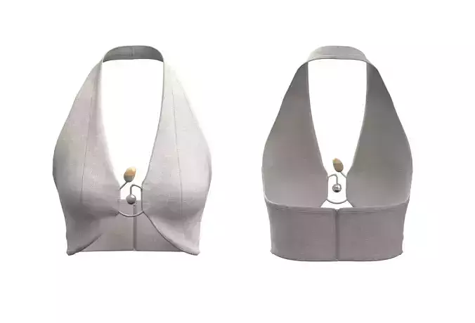 Plunge Halter Neck Top with Gem Hardware 193 