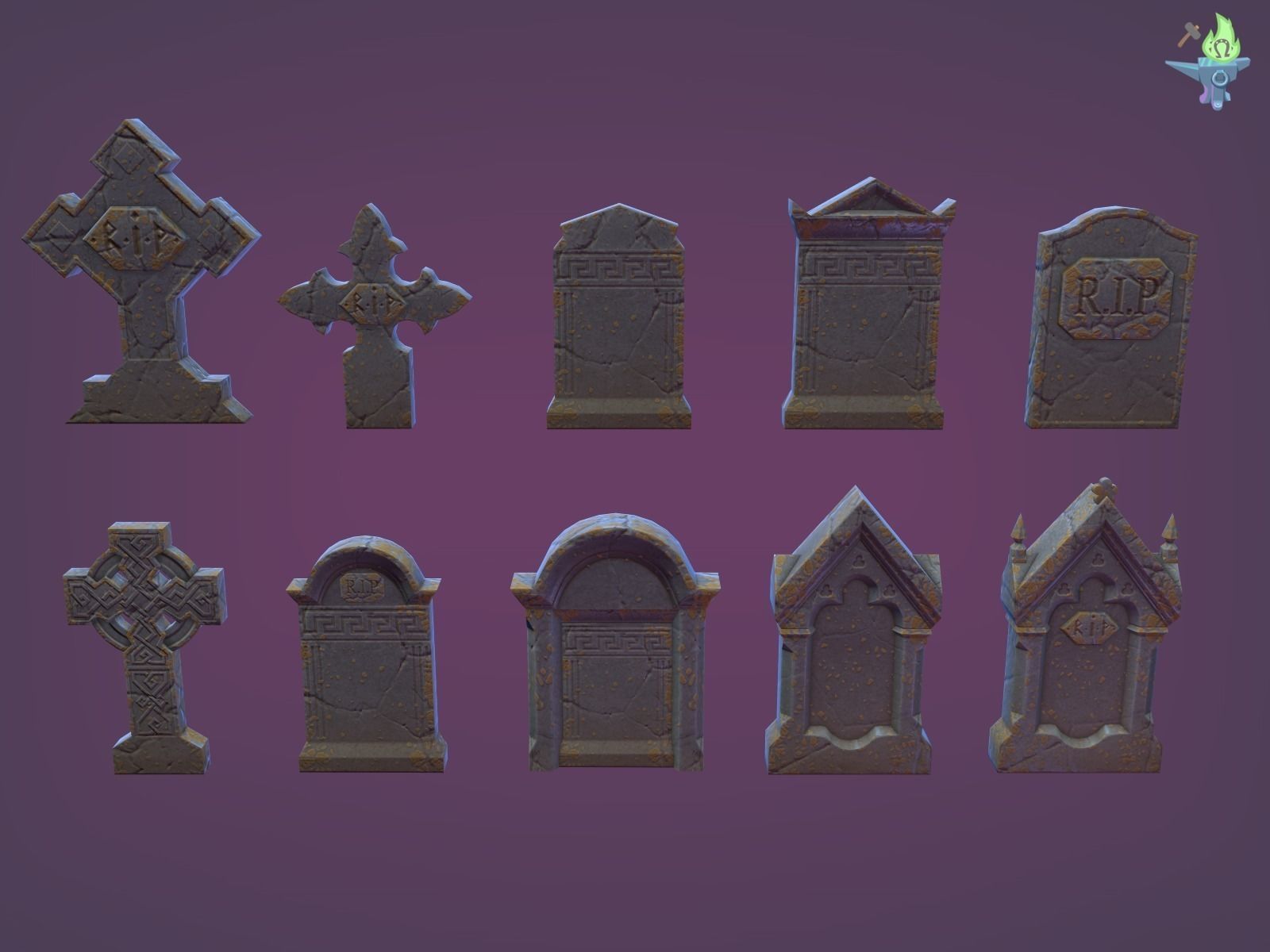 Graveyard Package Low-poly 3D model_6