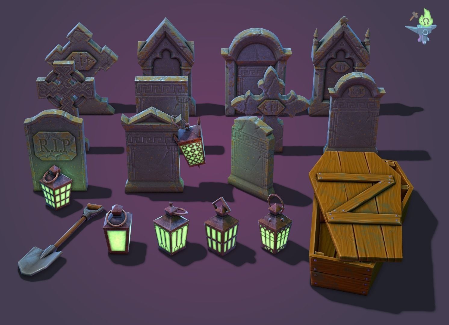 Graveyard Package Low-poly 3D model_0