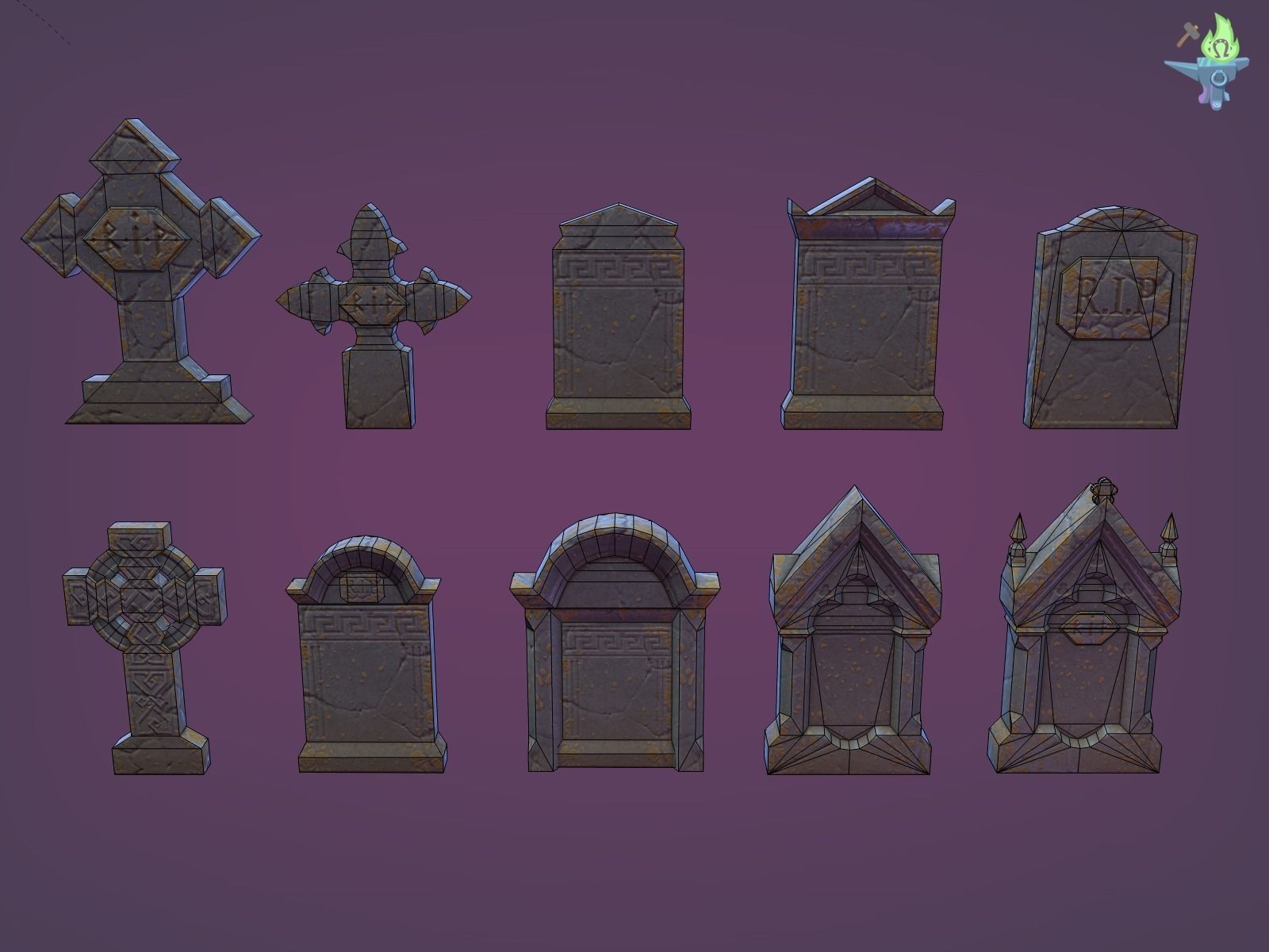 Graveyard Package Low-poly 3D model_7