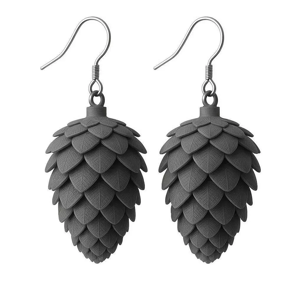 Gray Pinecone Earrings 3D print model
