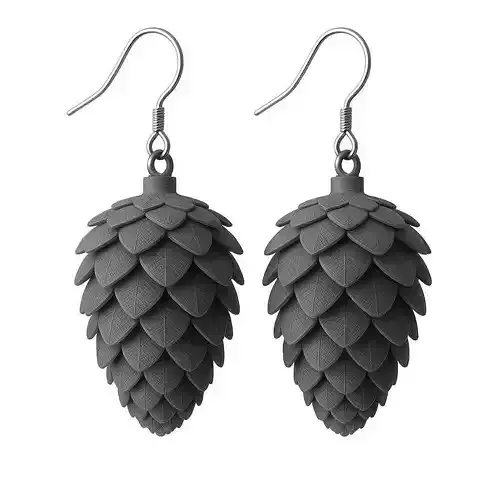 Gray Pinecone Earrings