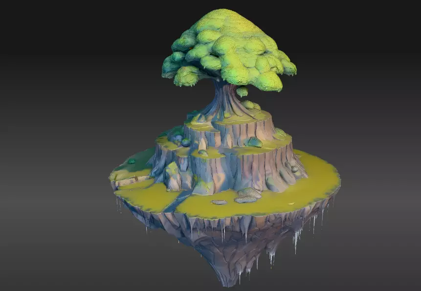 Island Fantasy Background Scene 3D Model for Animation Low-poly 3D model