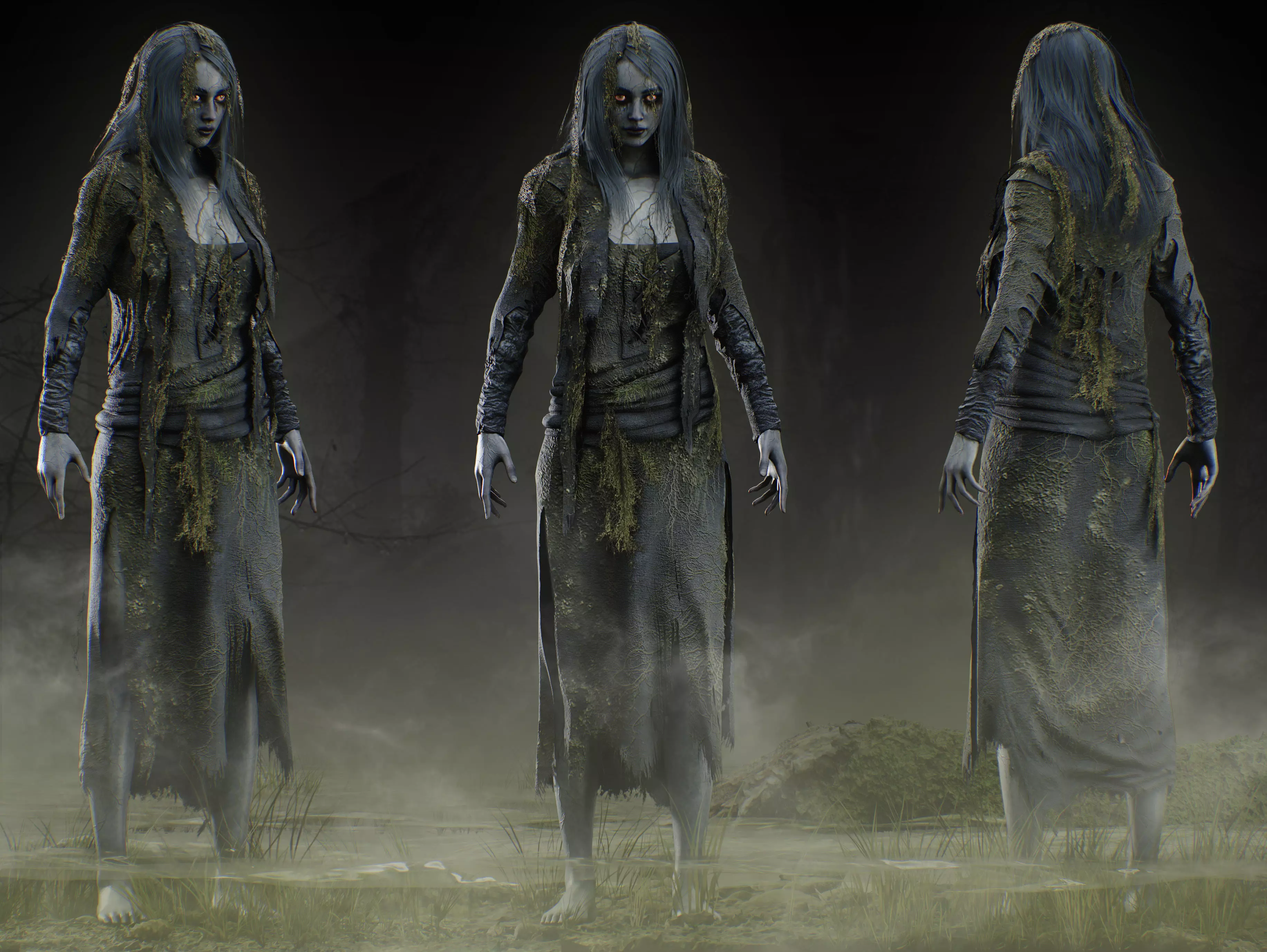 Horror Drowned Maiden Low-poly 3D model