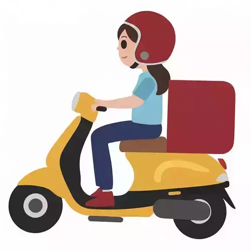 Delivery Woman on Vespa 3D Model