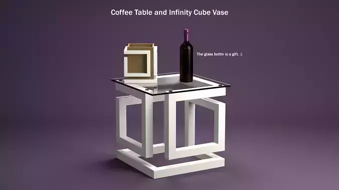 Coffee Table and Infinity Cube Vase