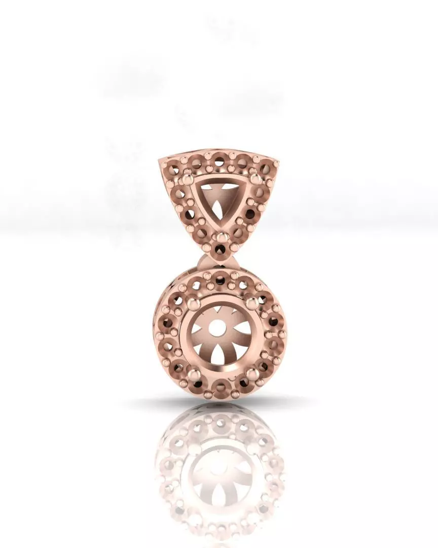triangle and round halo jewelry pendant 3D print model
