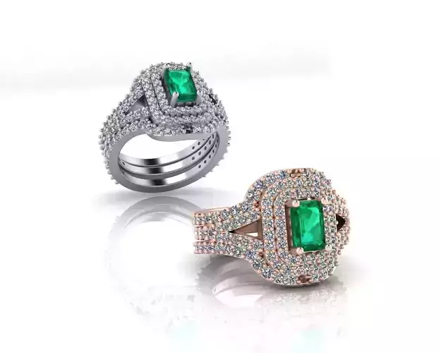 emerald halo setting engagement jewelry ring