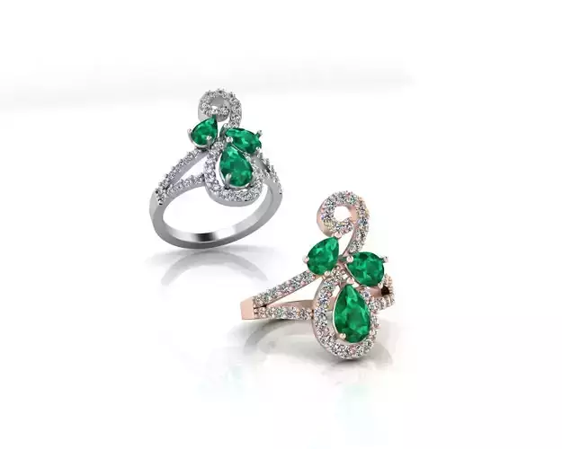 pear emerald jewelry ring