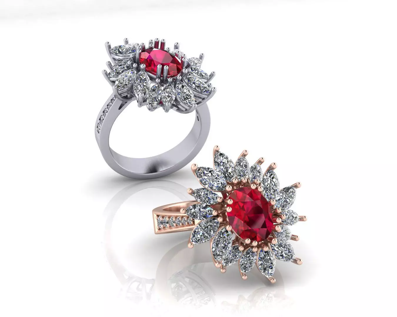oval and marquise high jewelry ring 3D print model