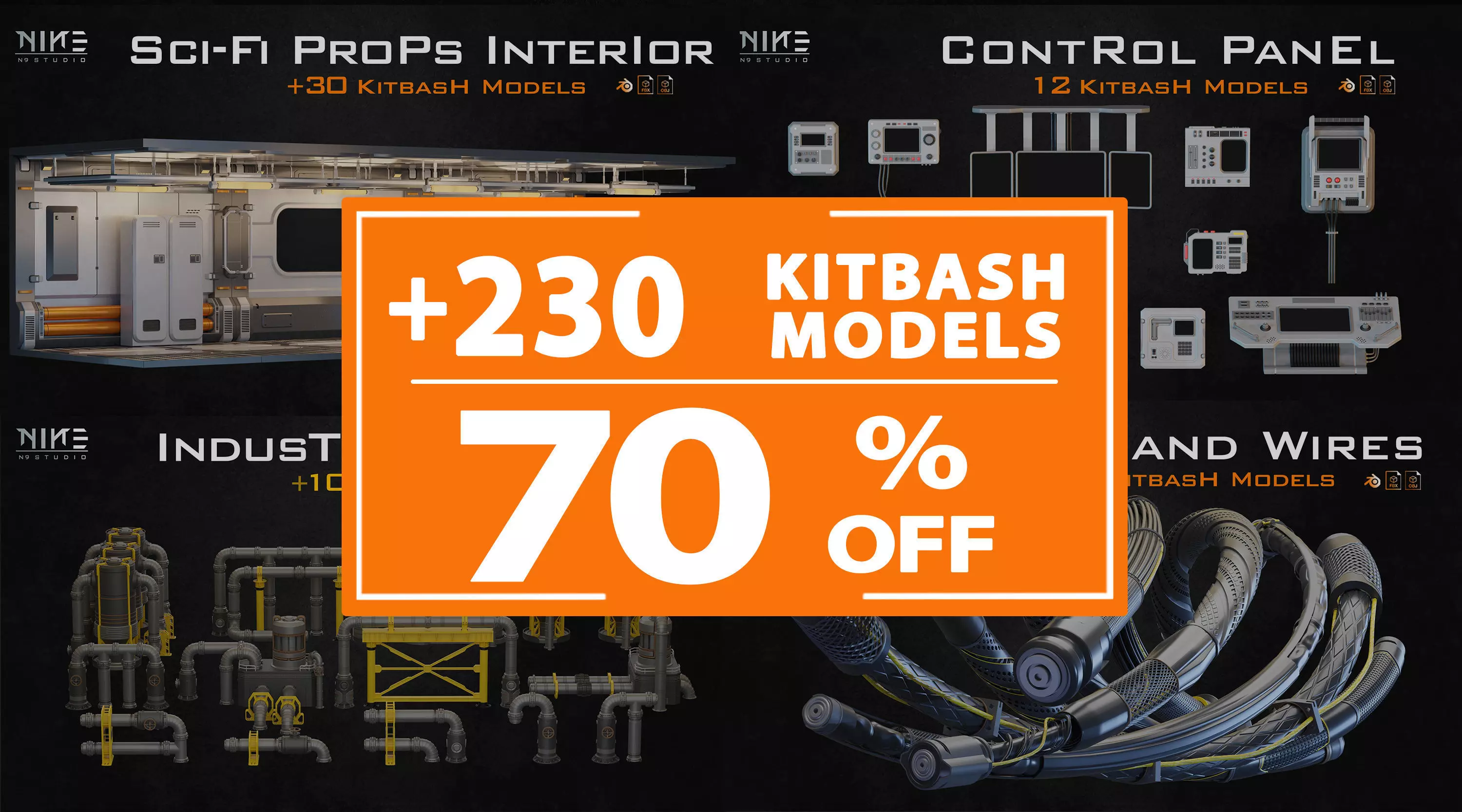 Sci-Fi Environment Bundle 3D Model Pack