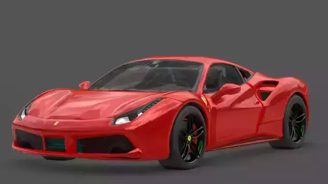 2016 Ferrari 488 GTB 3D Model Italian Supercar Turbo V8