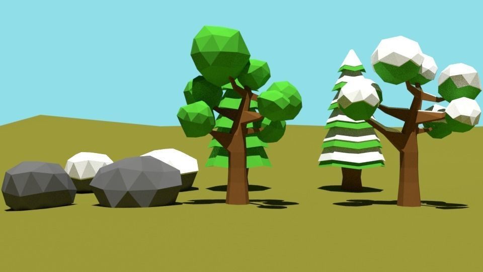 Low Poly Forest for Game Assets Low-poly 3D model_0