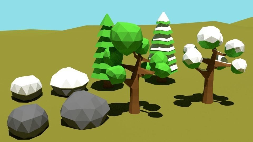 Low Poly Forest for Game Assets Low-poly 3D model_1
