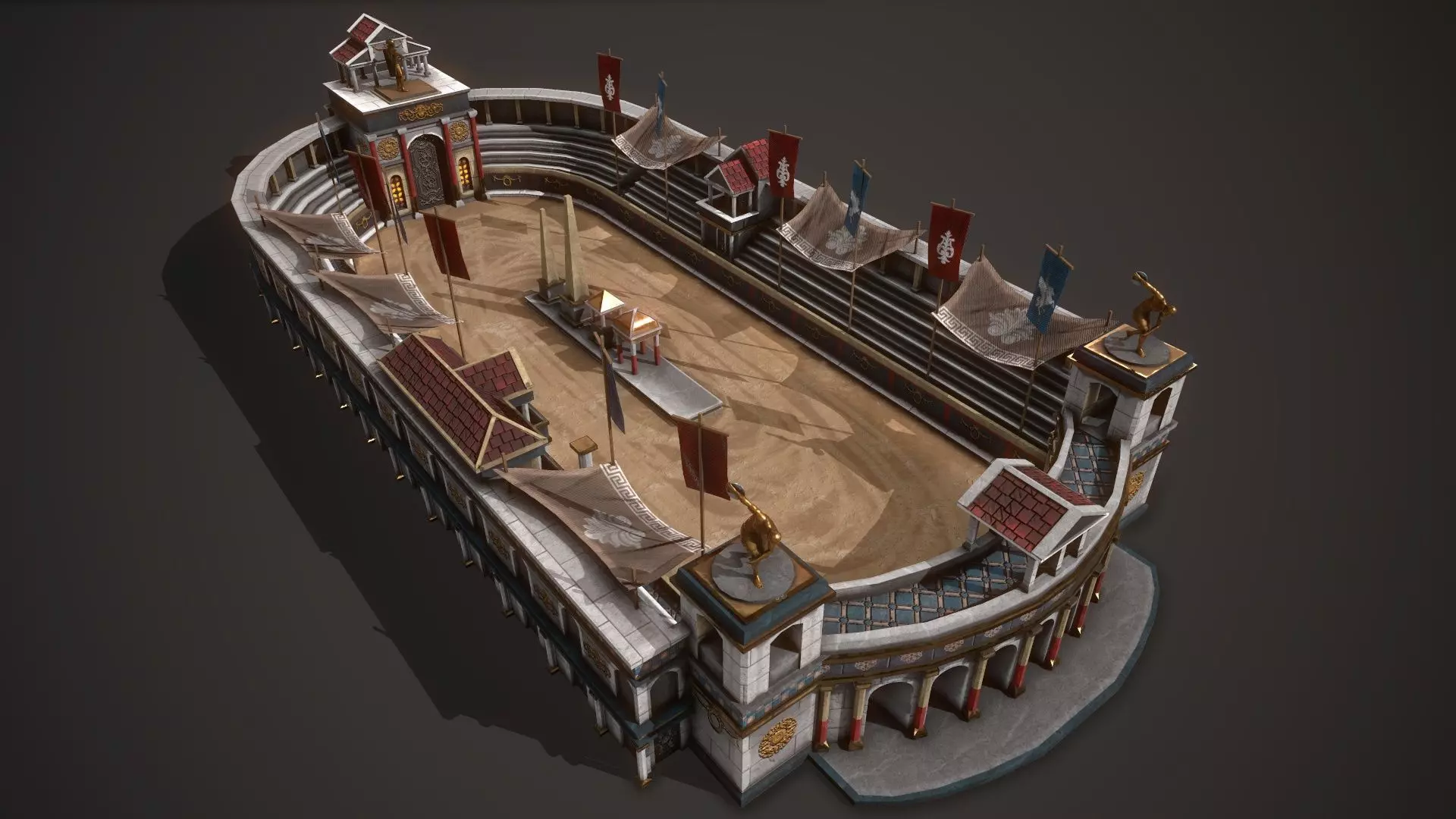 Roman Circus Maximus Hippodrome Low-poly 3D model