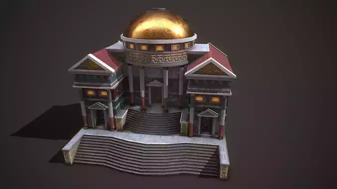 Roman Courthouse Low-poly 3D model 5