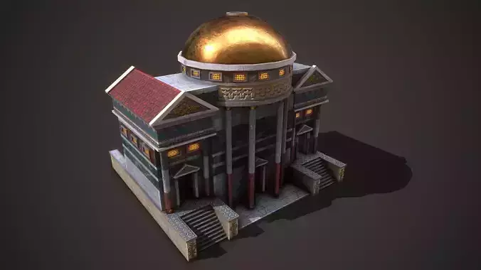 Roman Courthouse Low-poly 3D model 6