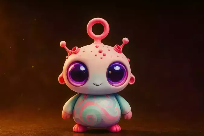Cute Pastel Alien Toy  Stylized 3D Character