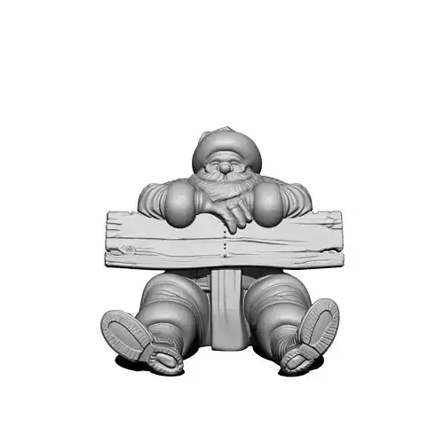 Santa Claus carries a sign