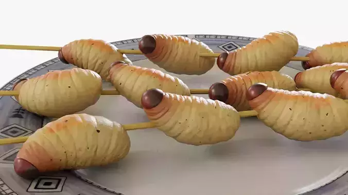 Sago grubs 3D model 5