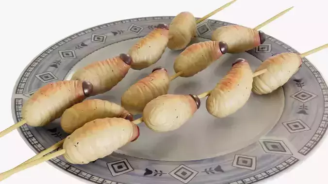 Sago grubs 3D model 4