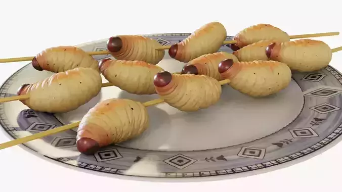 Sago grubs 3D model 2