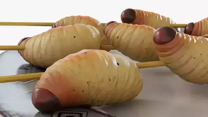 Sago grubs 3D model 7
