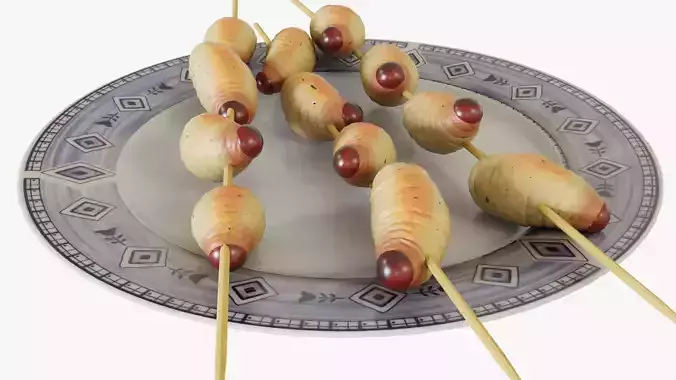 Sago grubs 3D model 3