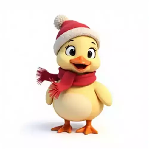 Cartoon Duckling Winter Wear 3D Model Cozy Character