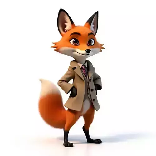 Cartoon Fox Gentleman 3D Model Stylized Character