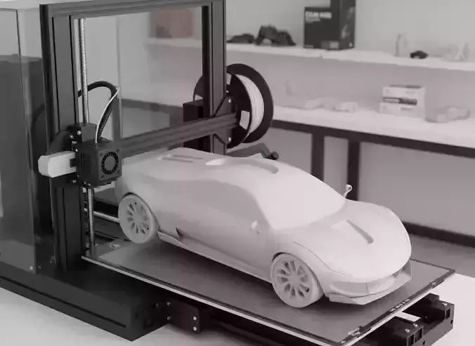 Sleek Sports Car STL   FBX  File High-Performance 3D 