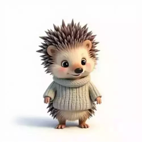 Hedgehog Sweater Creature 3D Model Cozy Winter Character