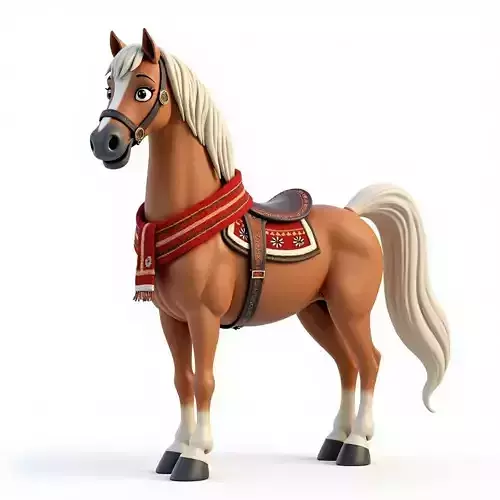 Noble Horse Winter Scarf 3D Model Festive Character