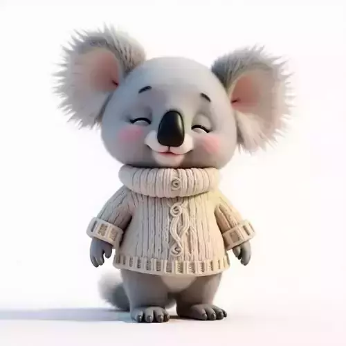 Cartoon Koala Sweater 3D Model Cozy Winter Character