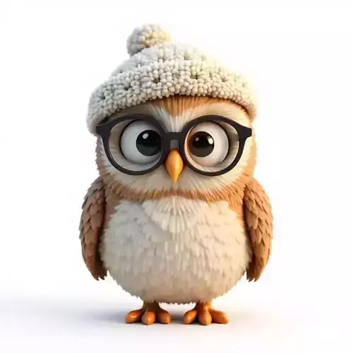 Cartoon Owl Beanie 3D Model Wise Winter Character