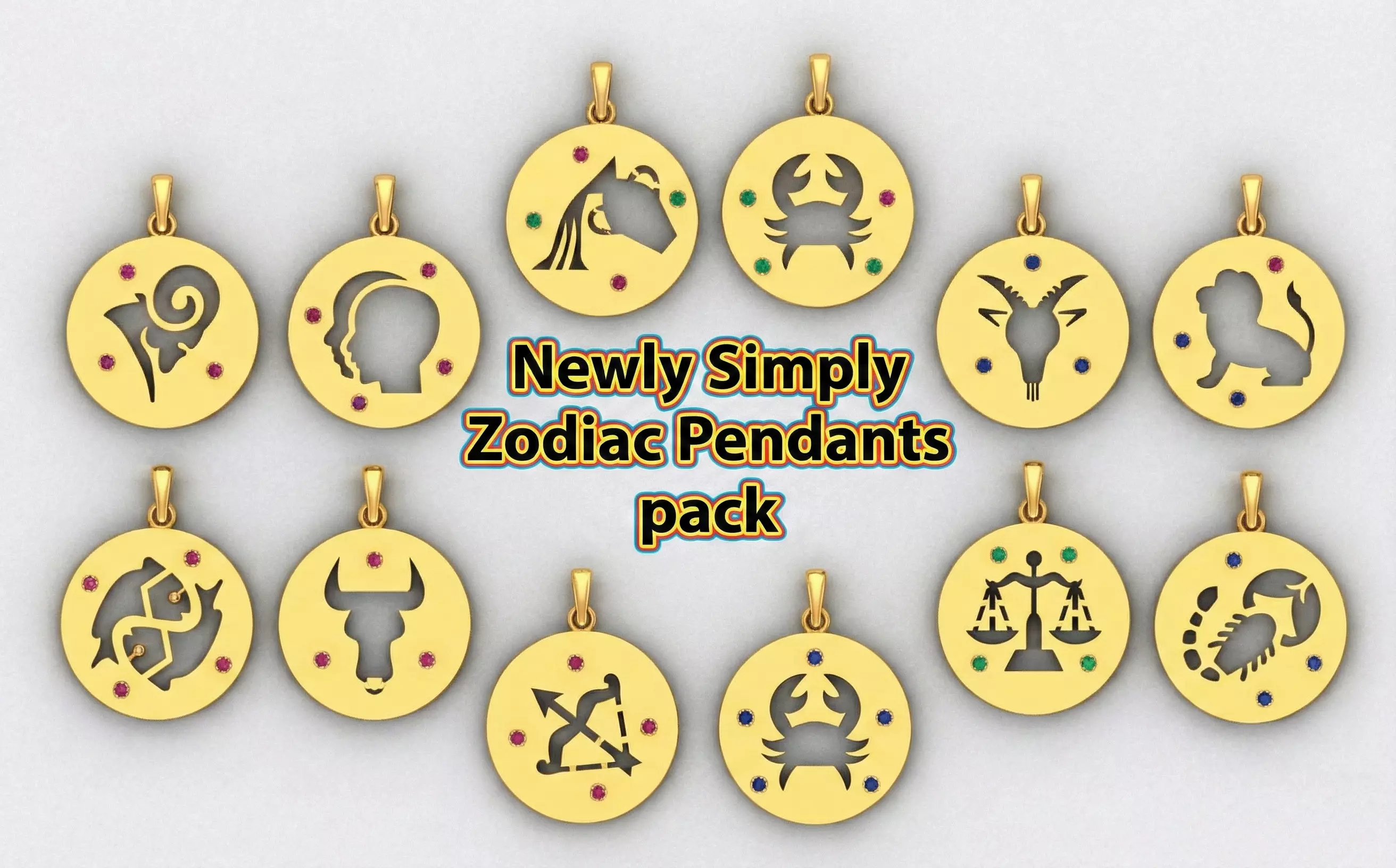 GoldMystic Zodiac Medallions 3D print model