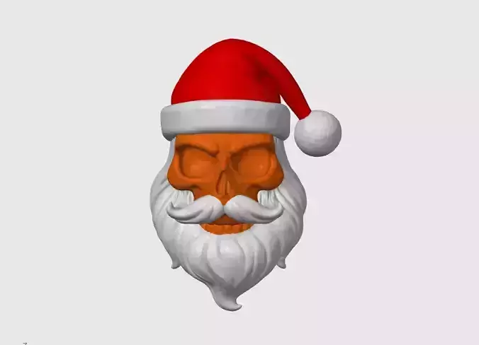  Santa Skull Christmas Bust   3D Print STL and 3MF Colored File